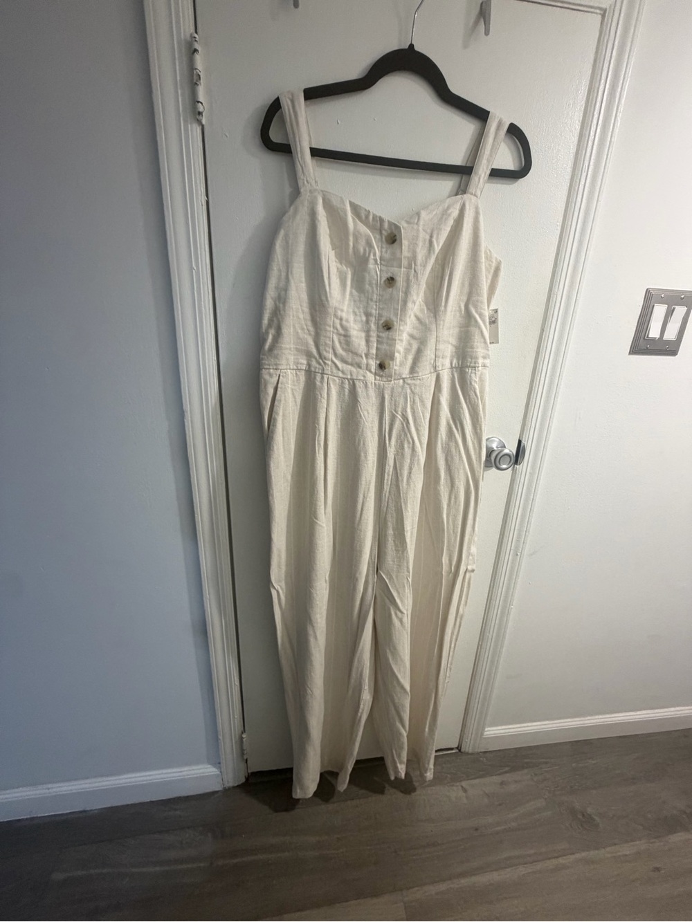 Button-front linen-blend cami jumpsuit oldnavy